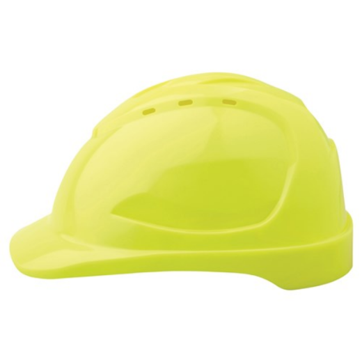 Picture of HARD HAT (V9) - VENTED, 6 POINT PUSH-LOCK HARNESS. AVAILABLE IN BLUE, GREEN, ORANGE, RED, WHITE, YELLOW, FLURO YELLOW, BLACK, FLURO ORANGE, FLURO PINK